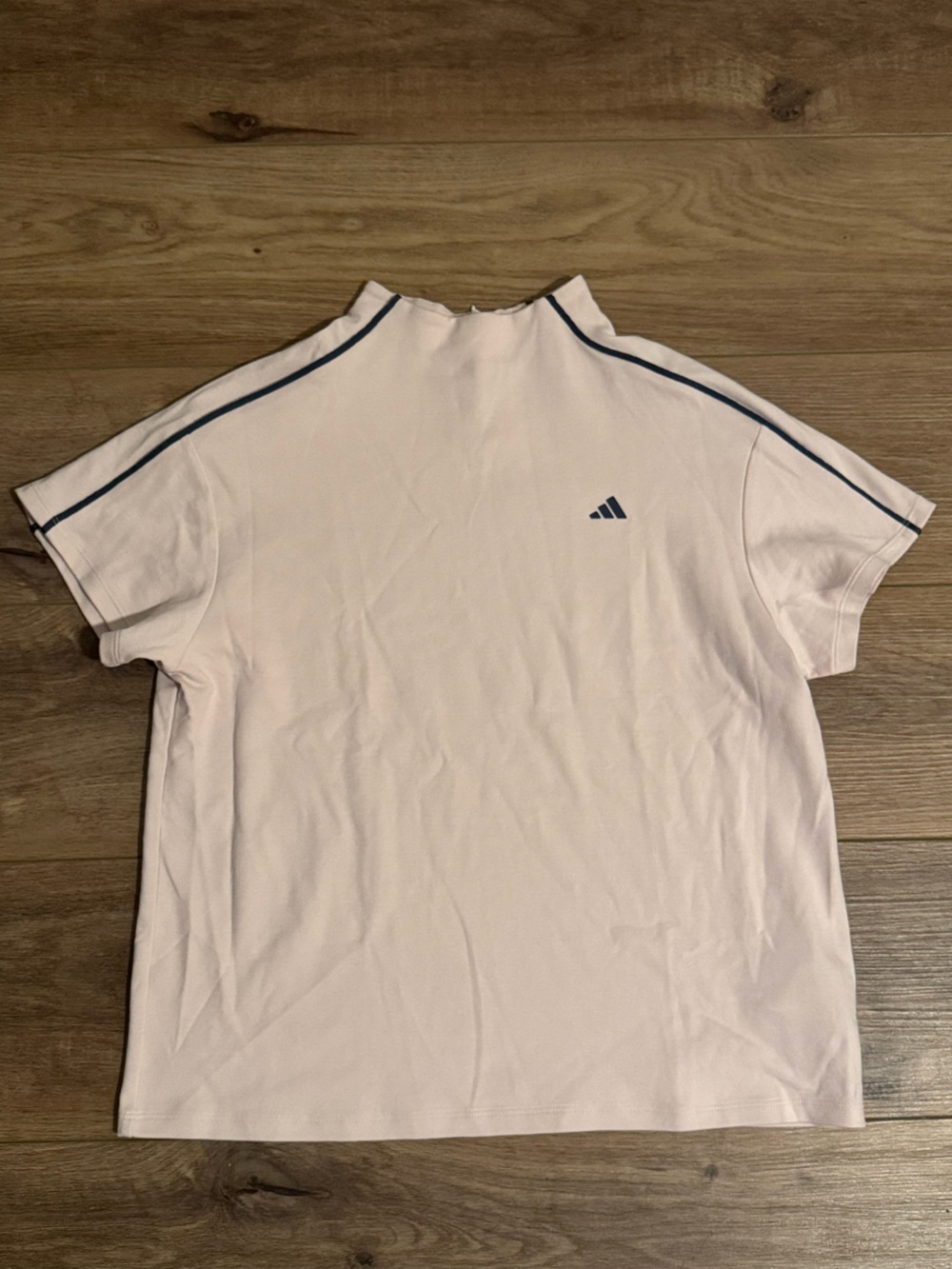 adidas Light Pink Golf Tee with Navy Trim